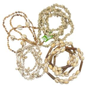 Boho Seashell Beaded Necklace Bundle Lot Coastal Shell Bead Necklaces 4